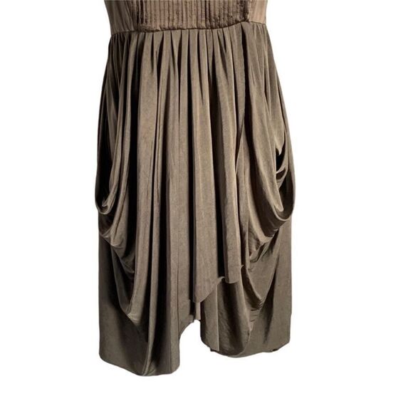 Alice and Olivia Olive Green Silk Draped Halter Midi Dress| Size M - Picture 10 of 11